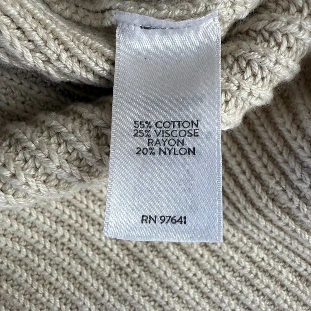 J.Jill Button‎ Front Knit Cardigan Sweater Pockets Collar Beige Cotton Blend S